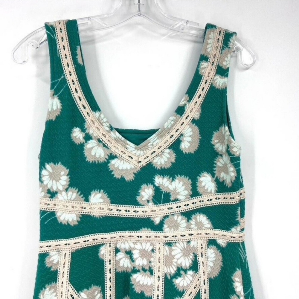 Maeve Anthropologie Emma Green Fit & Flare Dress Size 6 Floral Sleeveless - Picture 4 of 4